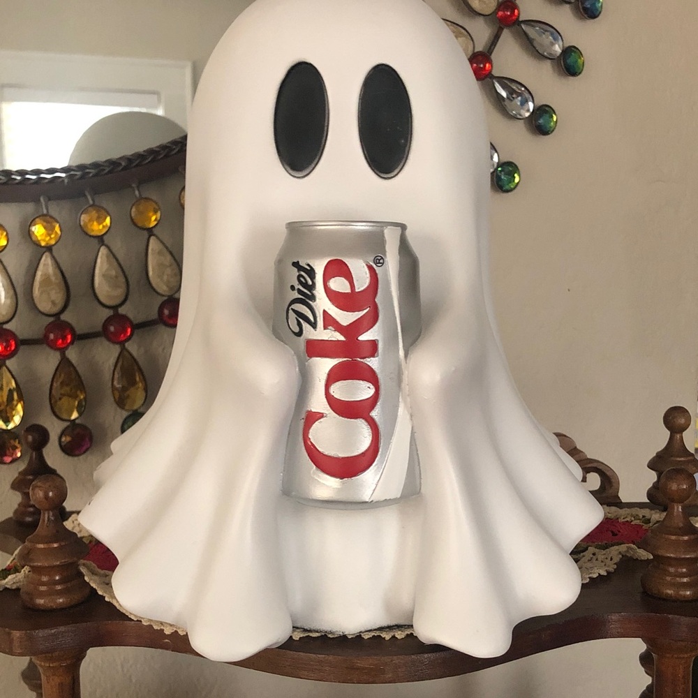 NEW Coca Cola White Ghost Figurine Holding Diet Coke Can